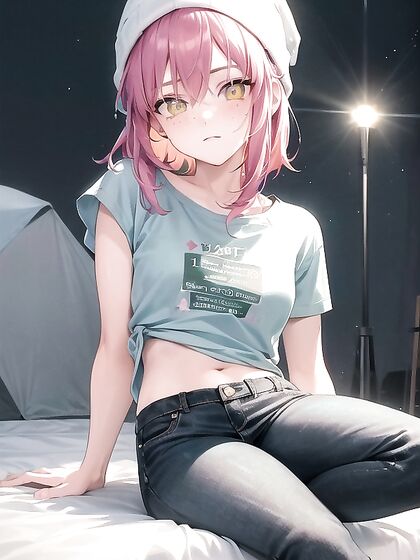 Freckled Girl 18+ in Green Clothes Wears XL Hoodie for Steamy Hentai AI Image