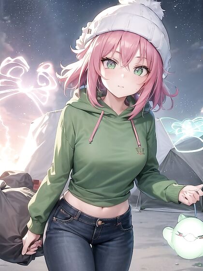 Freckled Beauty in Green Clothing Enjoys Ecstatic Hentai Pleasure Under a Cozy Hoodie