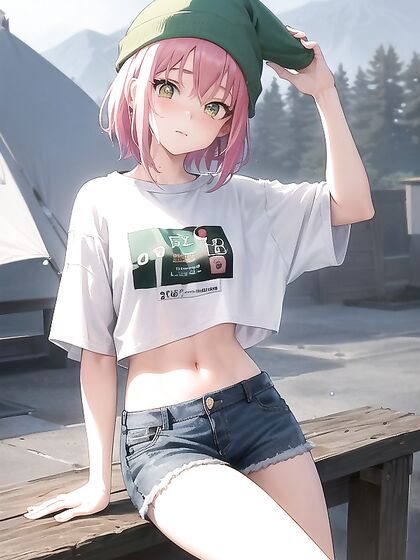 Freckled Beauty in Green Clothes and Oversized Hoodie for Steamy Hentai AI Image