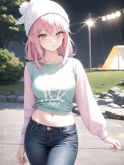 Freckled Girl 18+ in Green Clothing Wears Extra Large Hoodie for Steamy Hentai AI Image