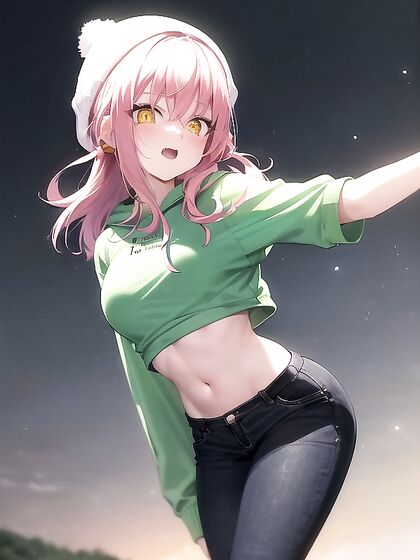 Freckled Girl 18+ in Green Clothing and Extra Large Hoodie Enjoying hentai Pleasures