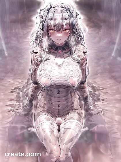 Drinking Red Liquid While Exposing Her Shiny Golden-Eyed Vagina in Uncensored Hentai