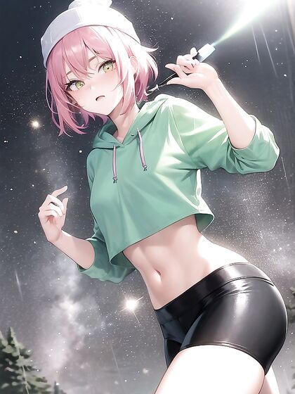 Freckled Girl 18+ in Green Clothing Wears Extra Large Hoodie for Steamy Hentai AI Image