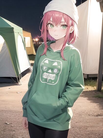 Freckled Girl 18+ in Oversized Green Hoodie Gets Intimate in Busty Hentai AI Image