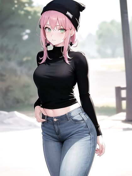Freckled Girl 18+ in Green Clothing Wears Extra Large Hoodie for Steamy Hentai AI Image