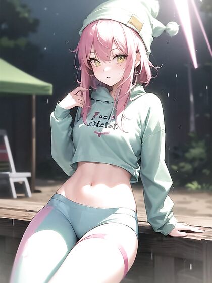 Freckled Girl 18+ in Green Clothes Wears XL Hoodie for Horny Hentai Fun