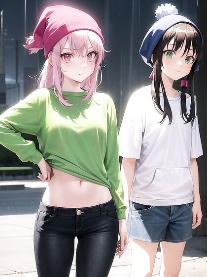 Freckled Beauty in Oversized Green Hoodie Explodes in Anime Ecstasy