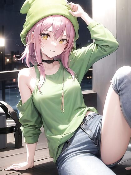 Freckled Beauty in a Oversized Hoodie and Green Outfit Takes On Hentai Desires