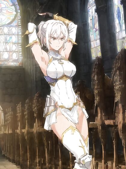 Angel in Shiny Armor Teases in Seductive Boots for Steamy Hentai AI Image