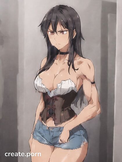 Seductive 18-Year-Old With Light Brown Skin Wears Corset for Steamy Hentai AI Image