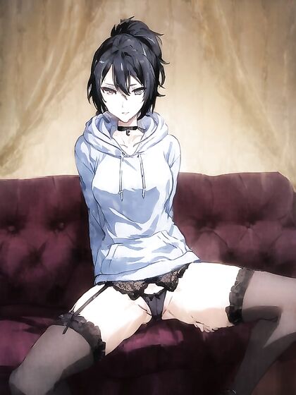 Spread-legged Seduction - Choked and Pleasured on the Couch Hentai Hentai AI Image