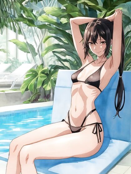 Cute Pigtails and Tiny 18+ Tits in Sexy Bikini Hentai AI Image