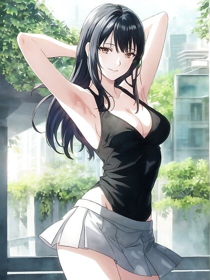 Tight Top and Raised Arms for Ecstatic Hentai Pleasure