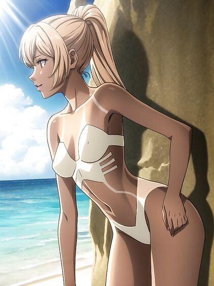 Naked at the Beach - Exploring Tan Lines in Steamy Hentai AI Image