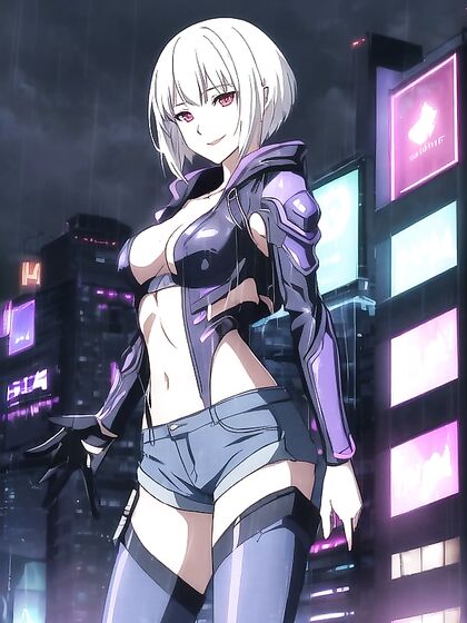 Exploring Cyberpunk City with Bobcut Chick in Hoodie for Steamy Hentai Fun