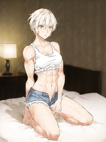 Small Breasts and Jealousy -Embarrassed Girl 18+ in Jeans Shorts Hentai AI Image