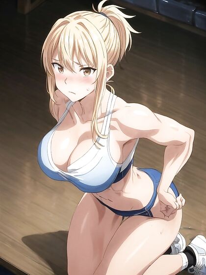 Busty Babe in Sport Bra Shows Off Cleavage in Hot Hentai AI Image