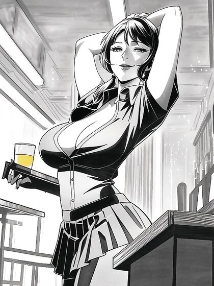 Pastel-Colored Beauty Unbuttons Her Way to Sexy Thong Action in Hentai Hentai AI Image