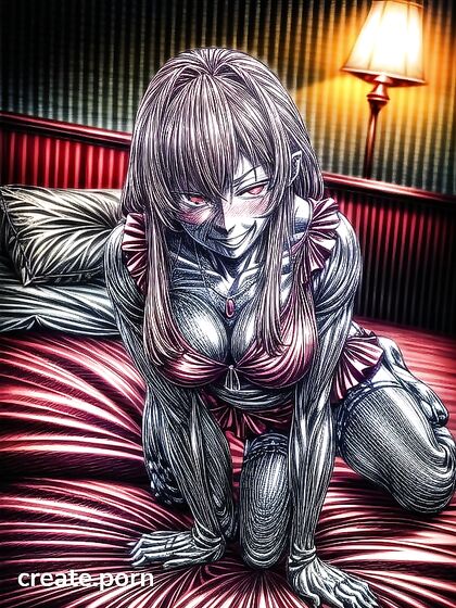 Small Breasts in Stockings Heat Things Up on the Bed in Steamy Hentai AI Image