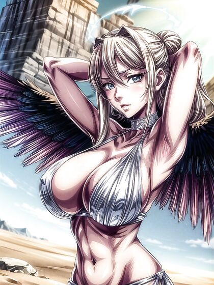 Blue-Skinned Beauty with Elegant Hair Bun Seduces in Detailed Hentai AI Image