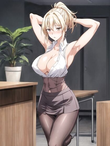 Massive Bust Displayed in Surreal Pastel Style Hentai AI Image