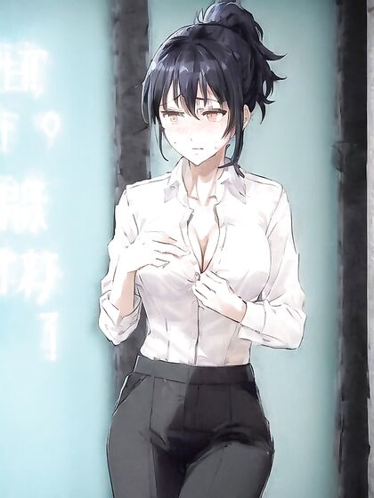 Ponytailed Office Lady Gets Seduced at the Bar in steamy Hentai AI Image