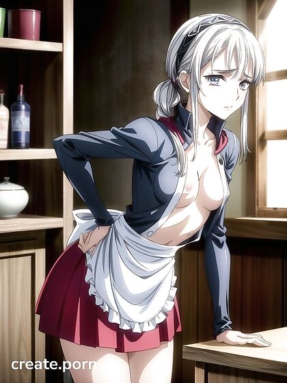 Unbuttoned Passion - White Kitchen Seduction in Hentai Hentai AI Image