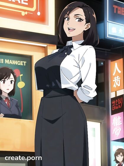 Dark-Skinned Beauty with Black Hair Takes the Street in Seductive Hentai AI Image