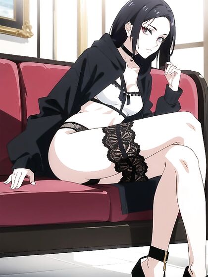 Pale-Skinned Beauty Spreads Her Legs in Seductive Black-Haired Hentai AI Image