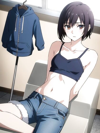 Skinny Girl 18+ Changes in Hoodie at School Lockers for Naughty Hentai Fun