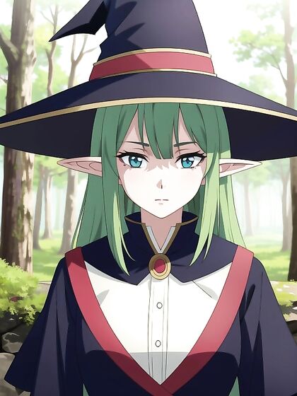 Seductive Witch with Pointy Elf Ears Teases in 18+ Hentai AI Image
