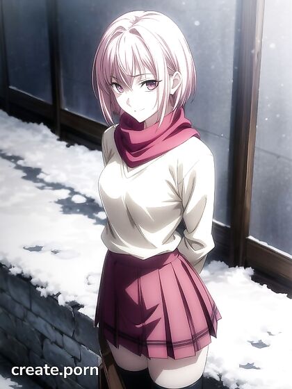 Teen 18+ with Small Breasts Teases in Skirt for Juicy Hentai AI Image
