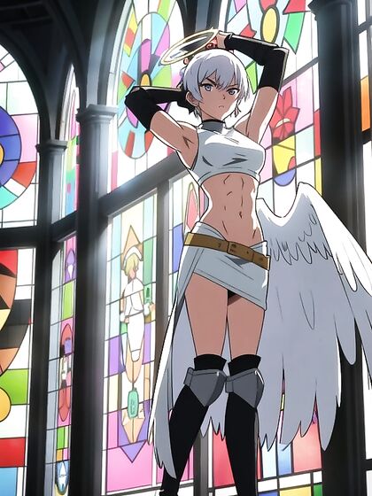 White-Armored Maiden Seduces in Sacred Church Hentai AI Image