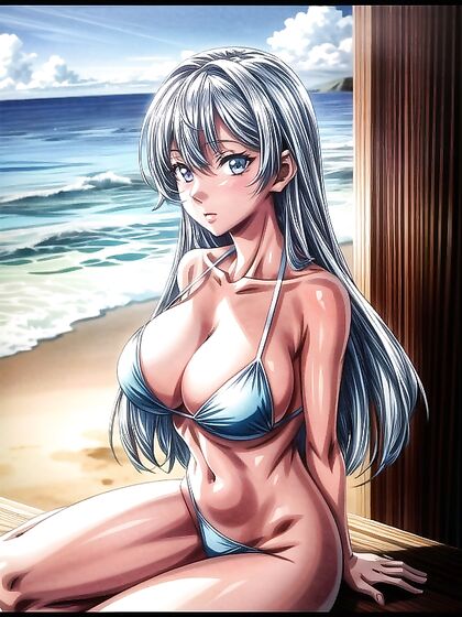 Curvy Cutie in Pastel Swimsuit Explodes with Pleasure in Anime Hentai Fantasy