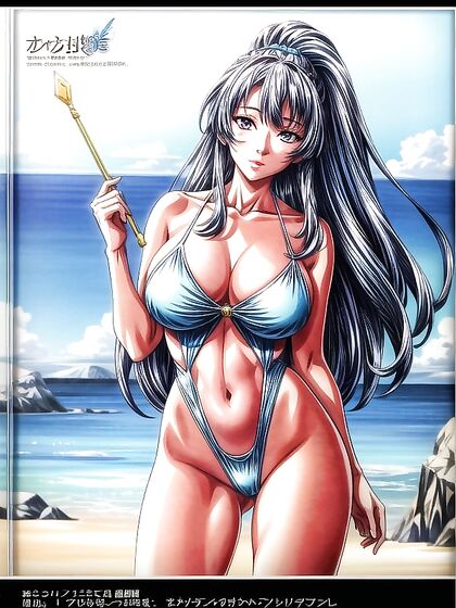 Fat Beauty in Bikini Enjoying Beach Fun and Horny Hentai AI Image