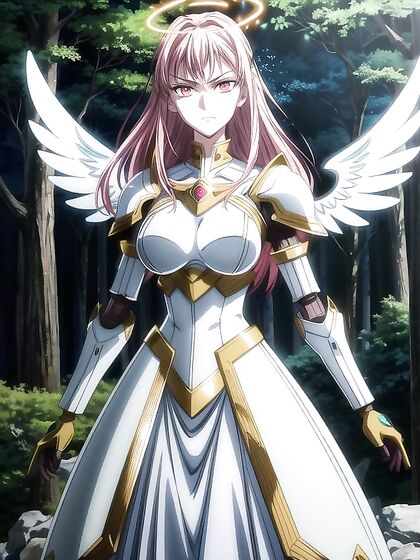 Angel's Seductive Pose in Vibrant hentai Wallpaper for Intense Pleasure