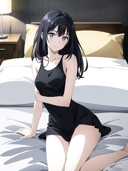 Cute Black-Haired Girl 18+ in Wallpaper-Themed Hentai AI Pleasure Session