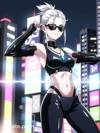 Sci-Fi Yoga Goddess seduces in Armored Gloves for Intense Hentai Pleasure