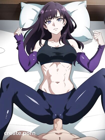 Dark-Skinned Beauty Reaches Ecstasy in Vibrant Purple Hentai AI Image