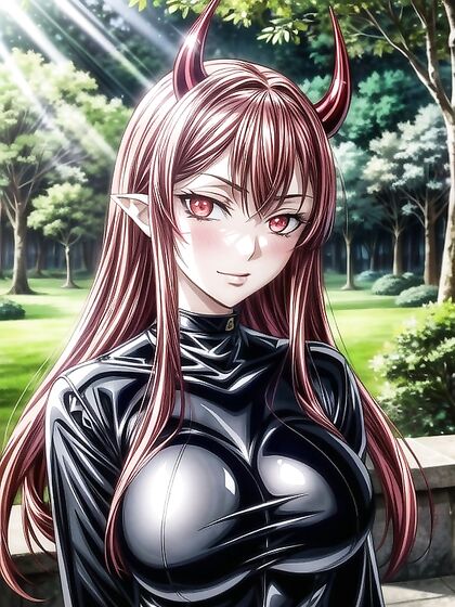 Leather Clad Beauty in Detailed Ahegao Image for Intense Hentai Pleasure