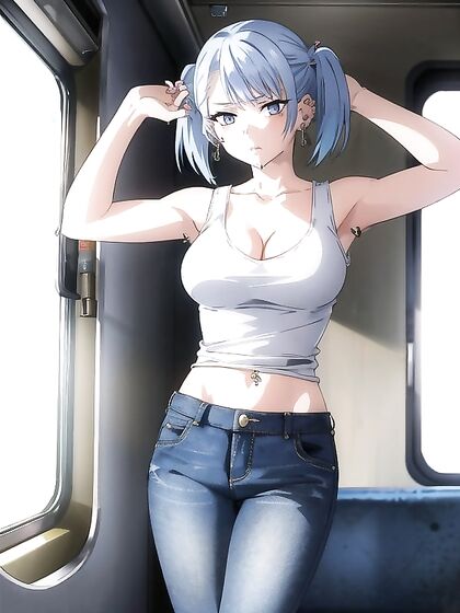 Unbuttoned Temptation - Sleeveless T-Shirt Seduction in Hentai AI Porn