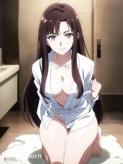 Submissive Brunette Gets Pleasured in the Bathroom in Steamy Hentai AI Image