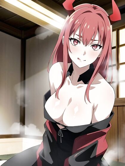 Red-Haired Beauty Stripped Down in Provocative Hentai AI Image