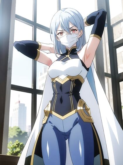 Superhero with Glowing Eyes Teases in Facemask for Intense Hentai Pleasure