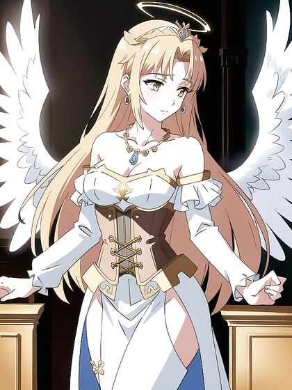 Angel Wears Diadem and Necklace in Seductive Hentai AI Image
