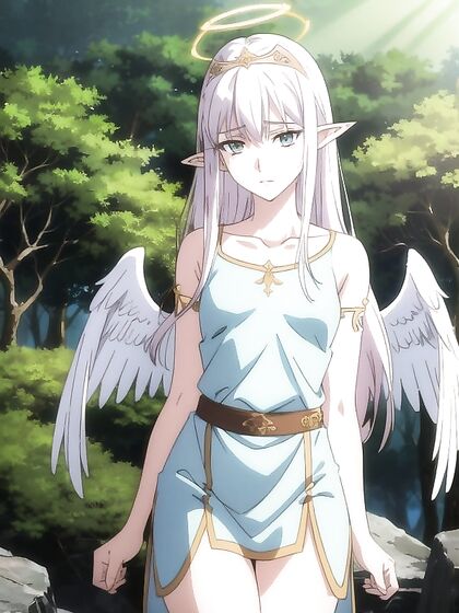 Pale-Skinned Beauty in Tunic Seduces on Wallpaper in Erotic Hentai AI Image