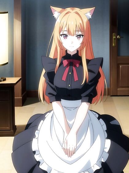 French Maid Surrounded by Many in Steamy Wallpaper Hentai AI Image