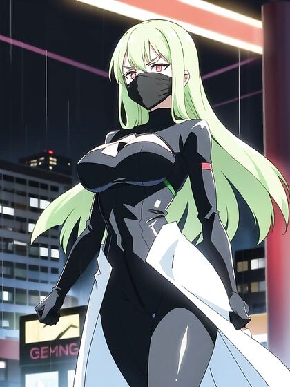 Carnival Masks and Tight Leggings Heat Up Cyberpunk City in Steamy Hentai AI Image