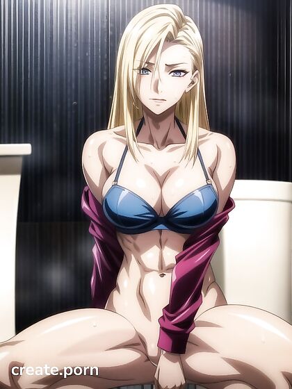 Fit Girl 18+ Gets naughty in the Bathroom with Seductive Wallpaper Hentai AI Image