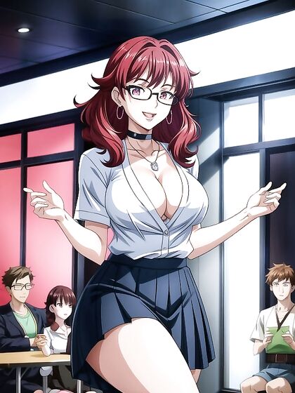 Happy Red-Haired Girl 18+ in Glasses Enjoying Ecstatic Hentai Pleasure